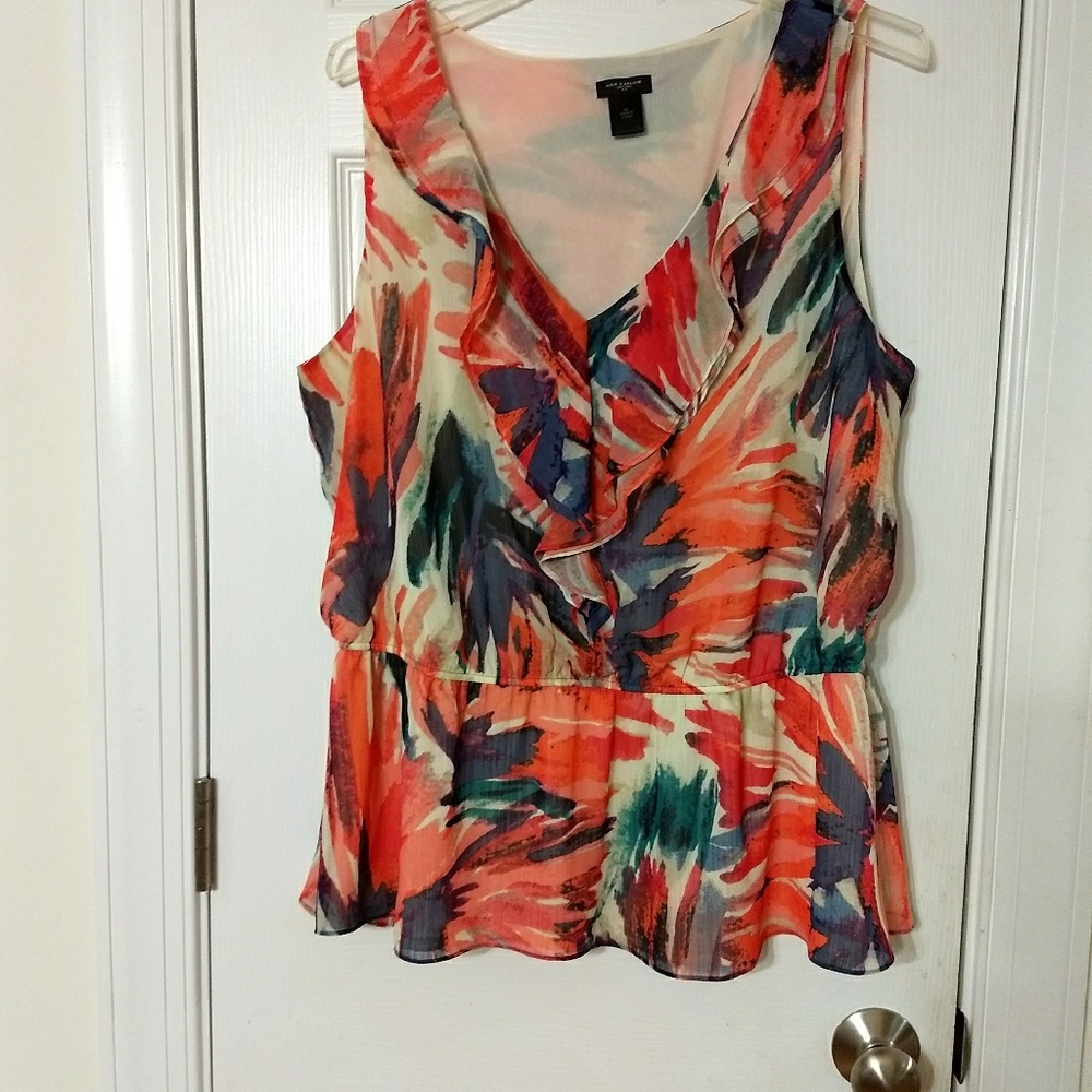 Ann Taylor Ruffles Lined Top Size XL